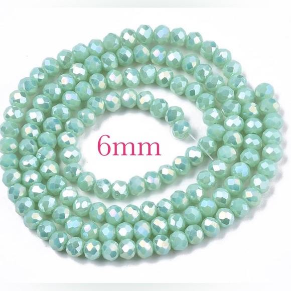 300 AB Milk Mint Green Crystal Glass Briolette Beads DIY JEWELRY MAKING BULK LOT - Picture 6 of 9